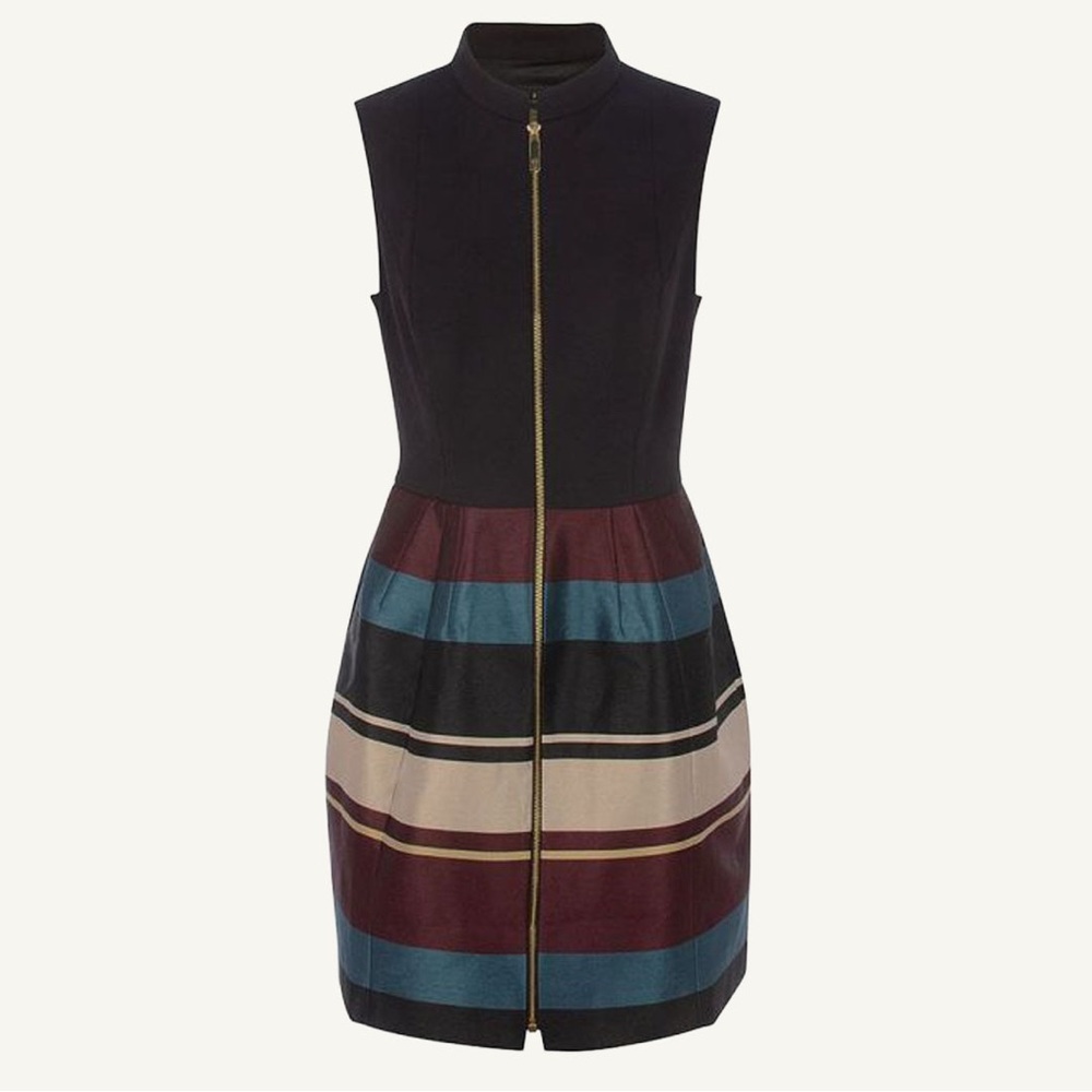 Ted Baker Persis Stripe Zip Front Mini Dress Size 1 (XS)